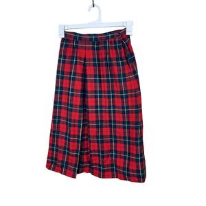 Pendleton Vintage Plaid‎ Midi Skirt Size 6 Red Green Blue Wool Blend